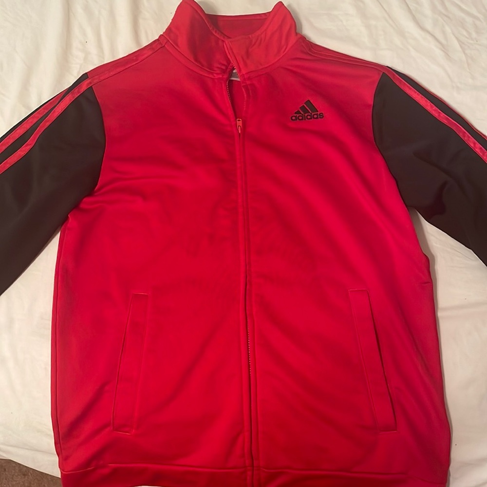 red adidas zip up